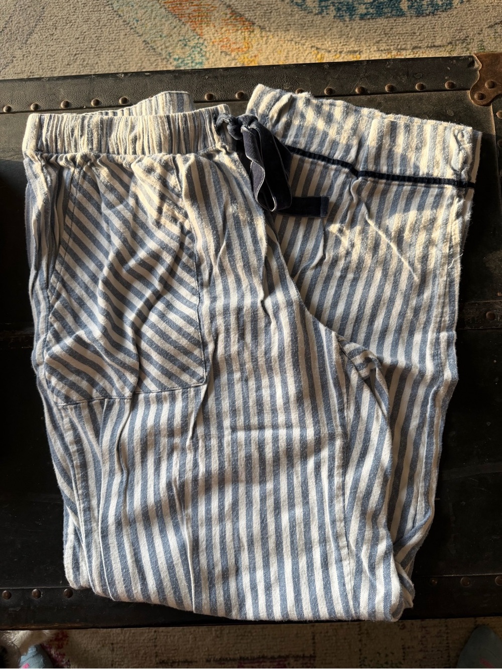Striped Blue and White Pajama Pants
